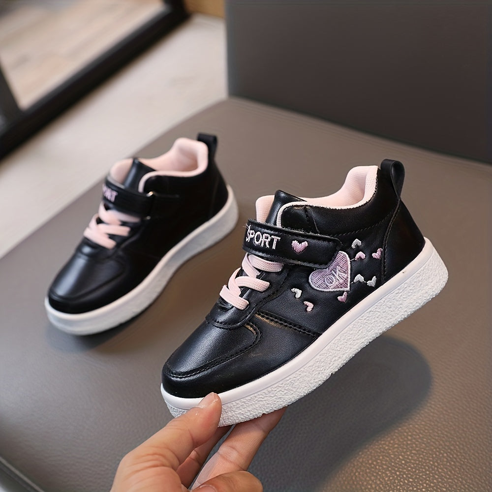 Girls' Embellished High Top Skate Shoes Lightweight Anti-Slip Casual Sneakers for Outdoor Walks