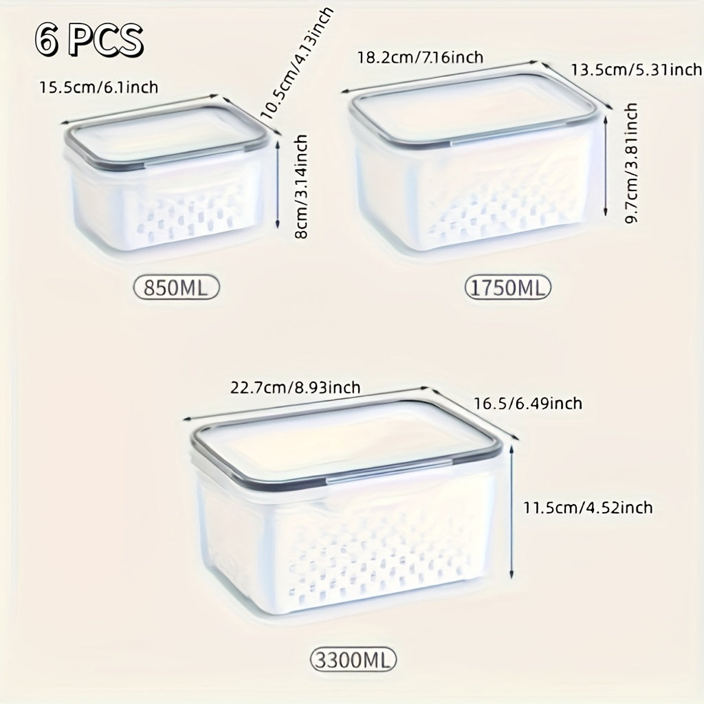 6-Pack Clear Plastic Food Storage Containers With Airtight Lids