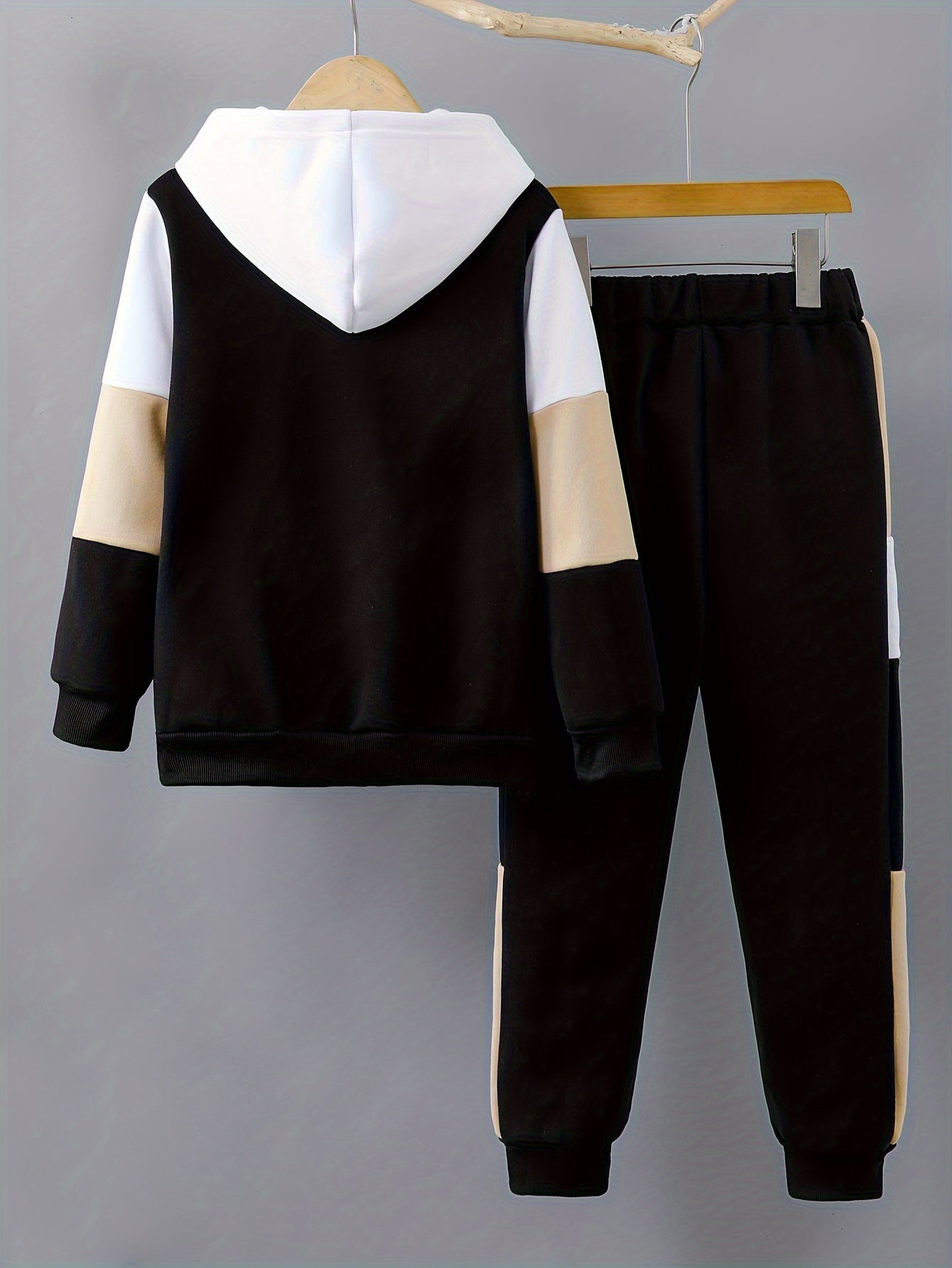 Kids Fleece Set with Letter Print Zip-Up Top and Warm Casual Outerwear for Fall Winter