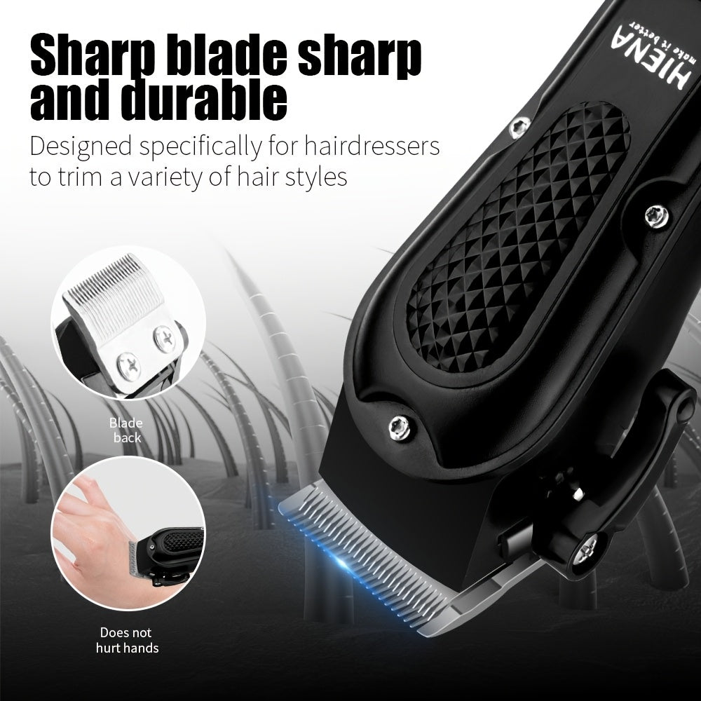 HIENA Professional Men's Hair Clipper, ABS корпус, беспроводной USB-заряжаемый литий-ионный аккумулятор емкостью 1500мАч, идеальный подарок на День отца.