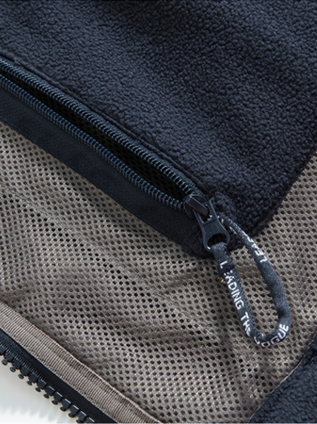 Men's Fleece-Lined Jacket with Embroidered Detailing in Black and Gray Winter Casual Zipper Stand Collar Side Pockets