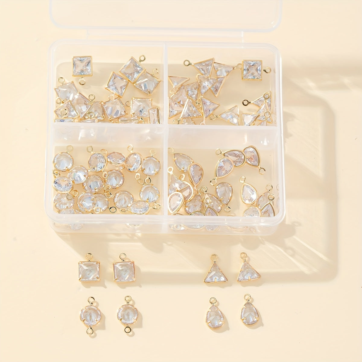 80 Pieces Electroplated Metal Pendants with Cubic Zirconia for Jewelry Making