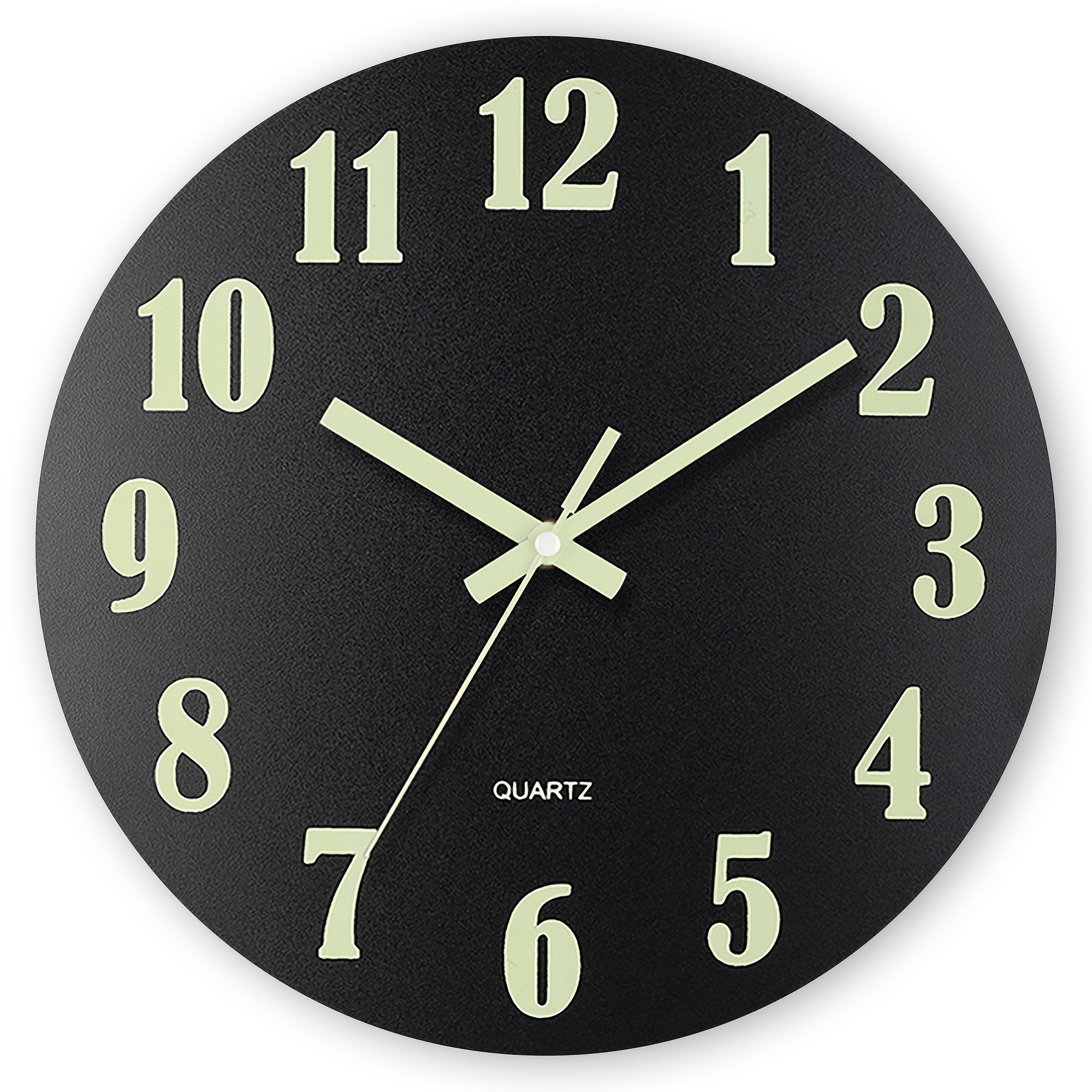 Black Glow-in-the-Dark Wall Clock with Retro Design and Silent Movement