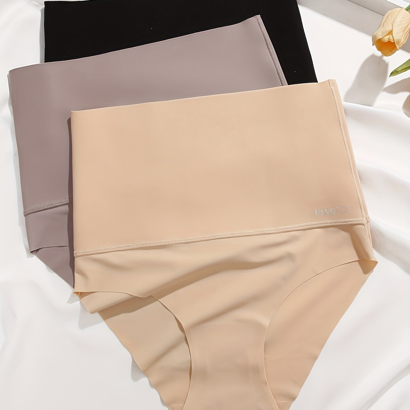 Women's Seamless High Waist Briefs Breathable Stretchy Underwear Pack of 3