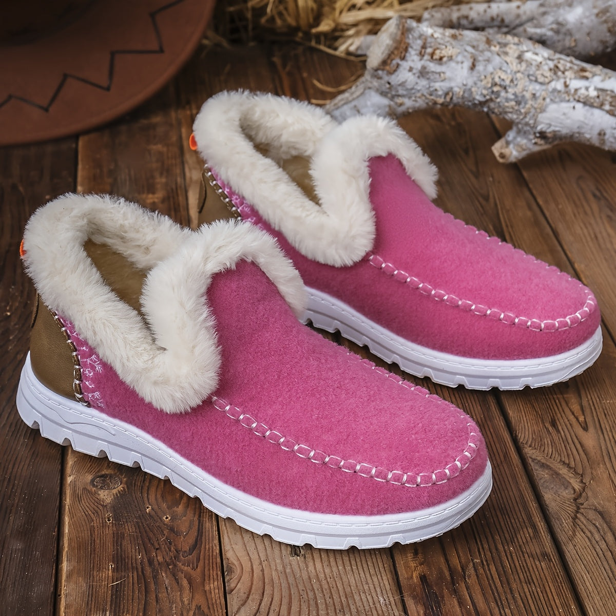 Women's Fleece-Lined Slip-On Casual Shoes Dark Blue Indoor Outdoor