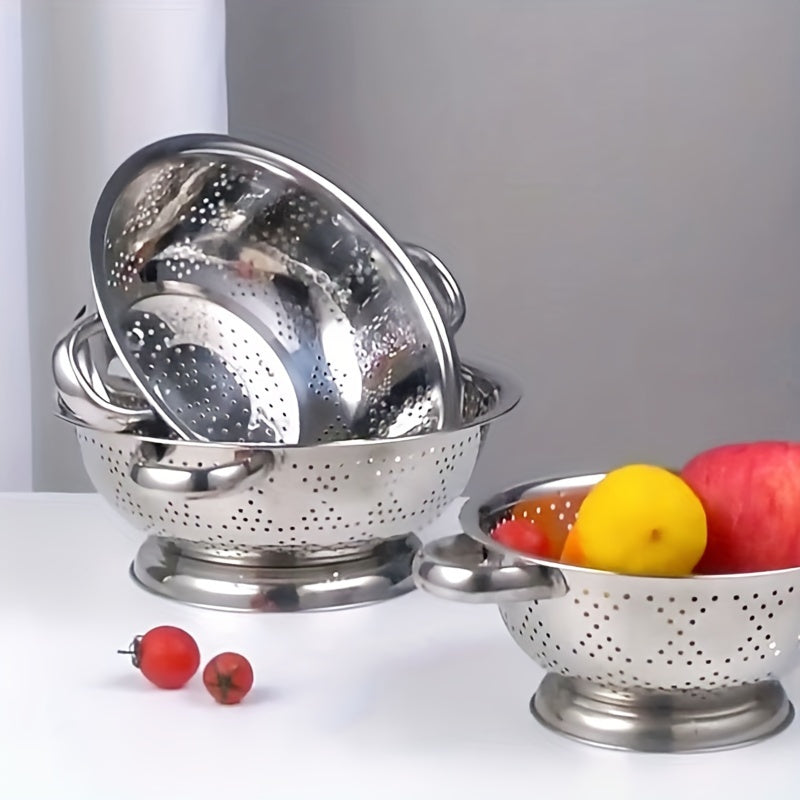 Stainless Steel Kitchen Colander with Handles for Washing and Draining Vegetables Fruits Pasta
