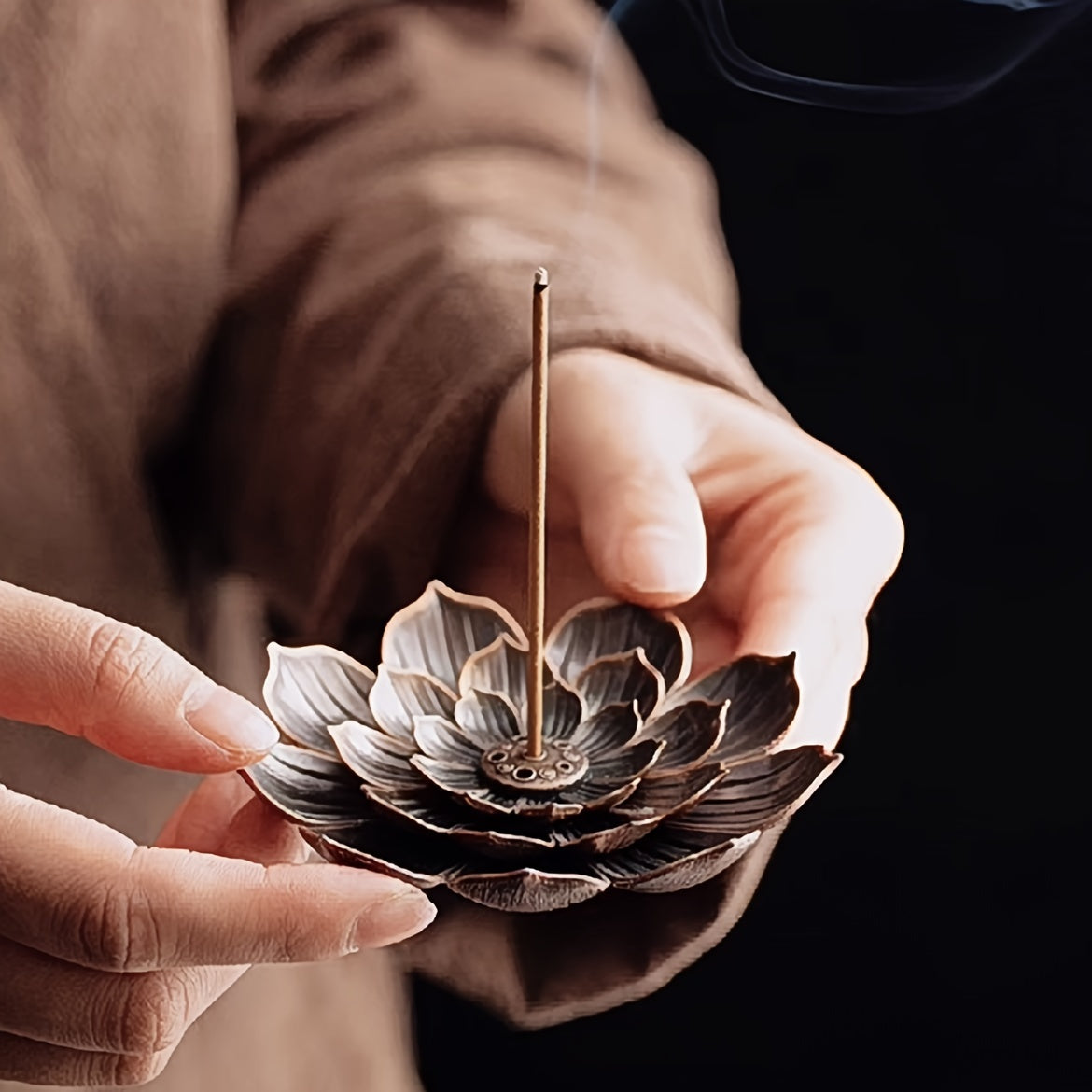 Metal Lotus Flower Incense Holder 3-Tier Zen Burner for Aromatherapy and Meditation