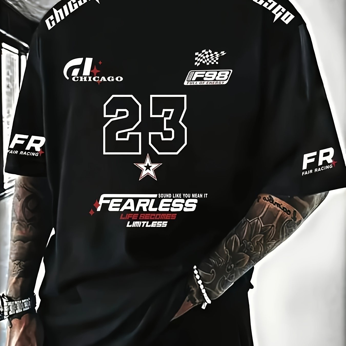 Men's Plus Size Casual T-Shirt with Letter Print Polyester Blend Short Sleeve Summer Fashion Tee