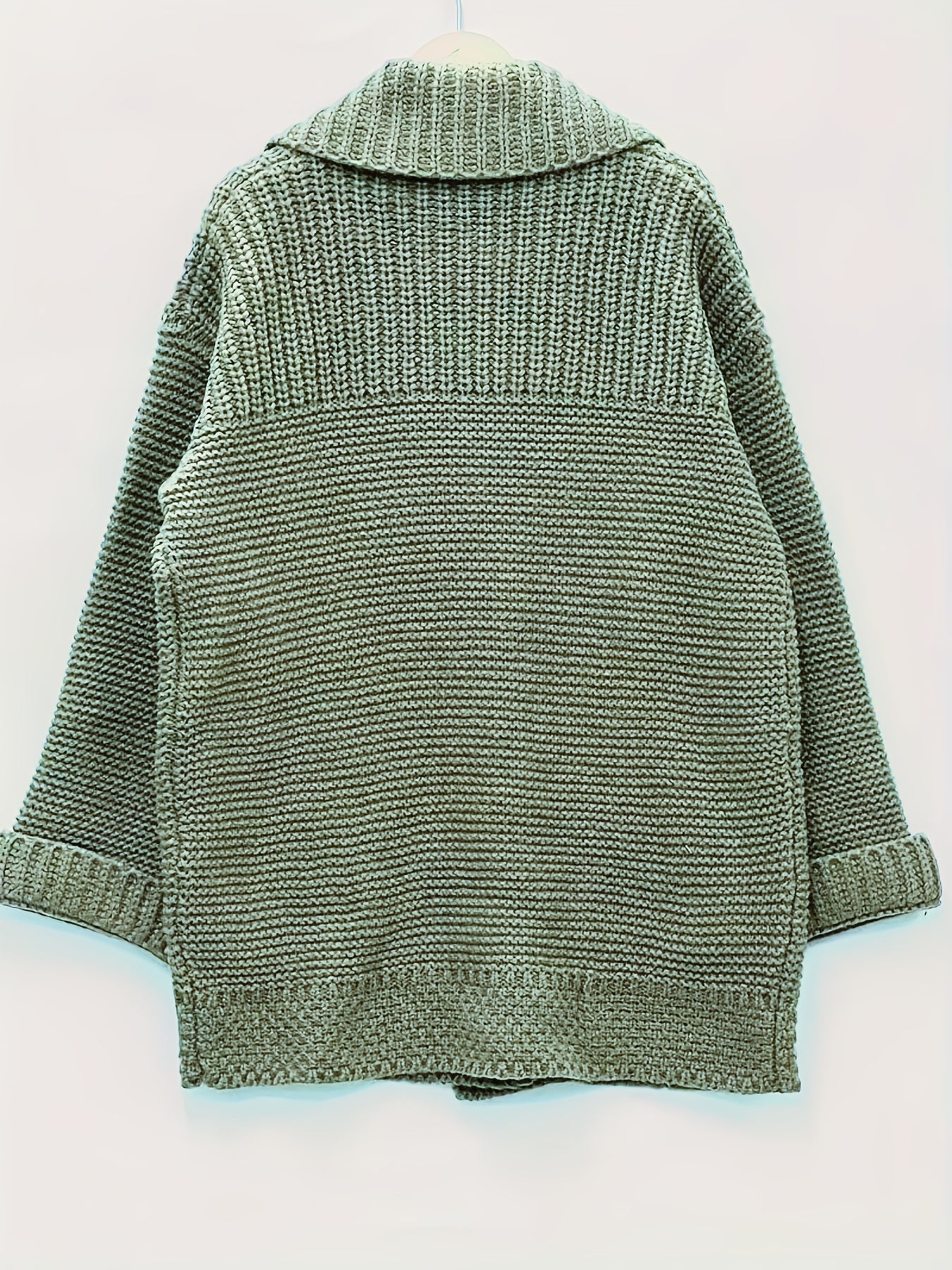 Plus Size Women's Red Long Sleeve Cardigan Cozy Winter Sweater with Pockets