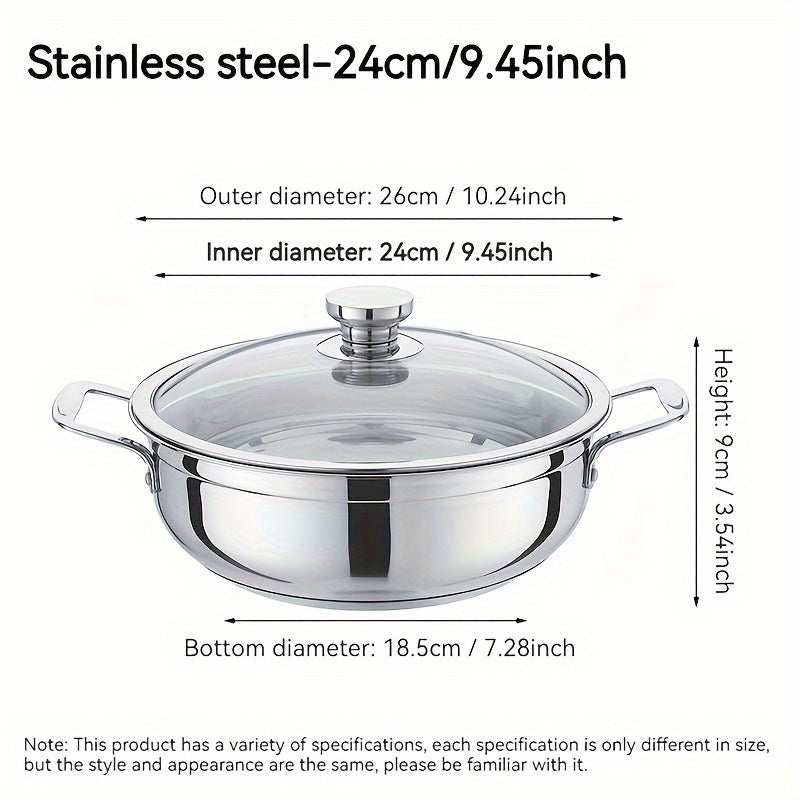 Olla de sopa de acero inoxidable 304 con construcción gruesa y base de ahorro de energía