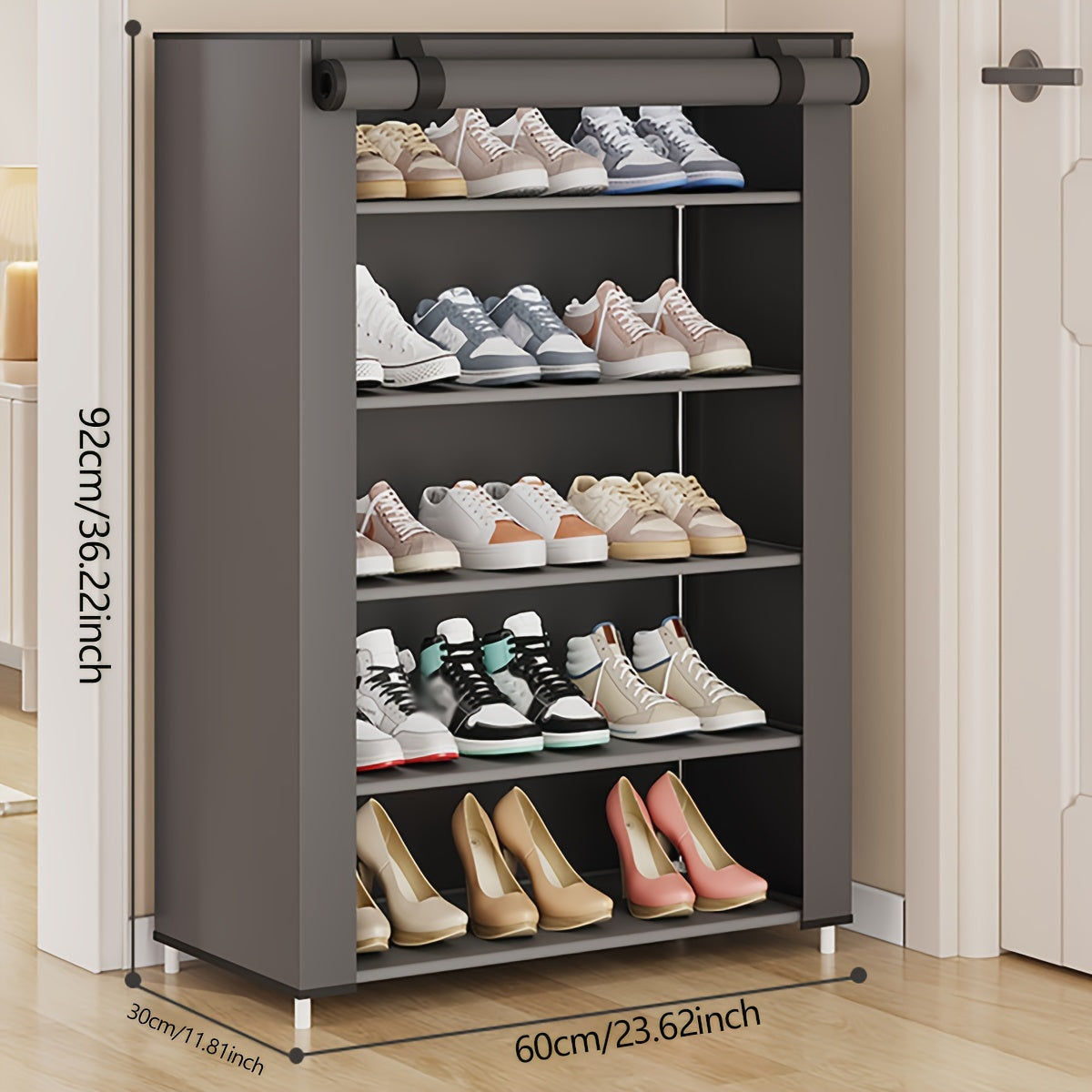 Fabric Shoe Rack with Cover 4-10 Layers Portable Storage Organizer for Entryway Dorm Home