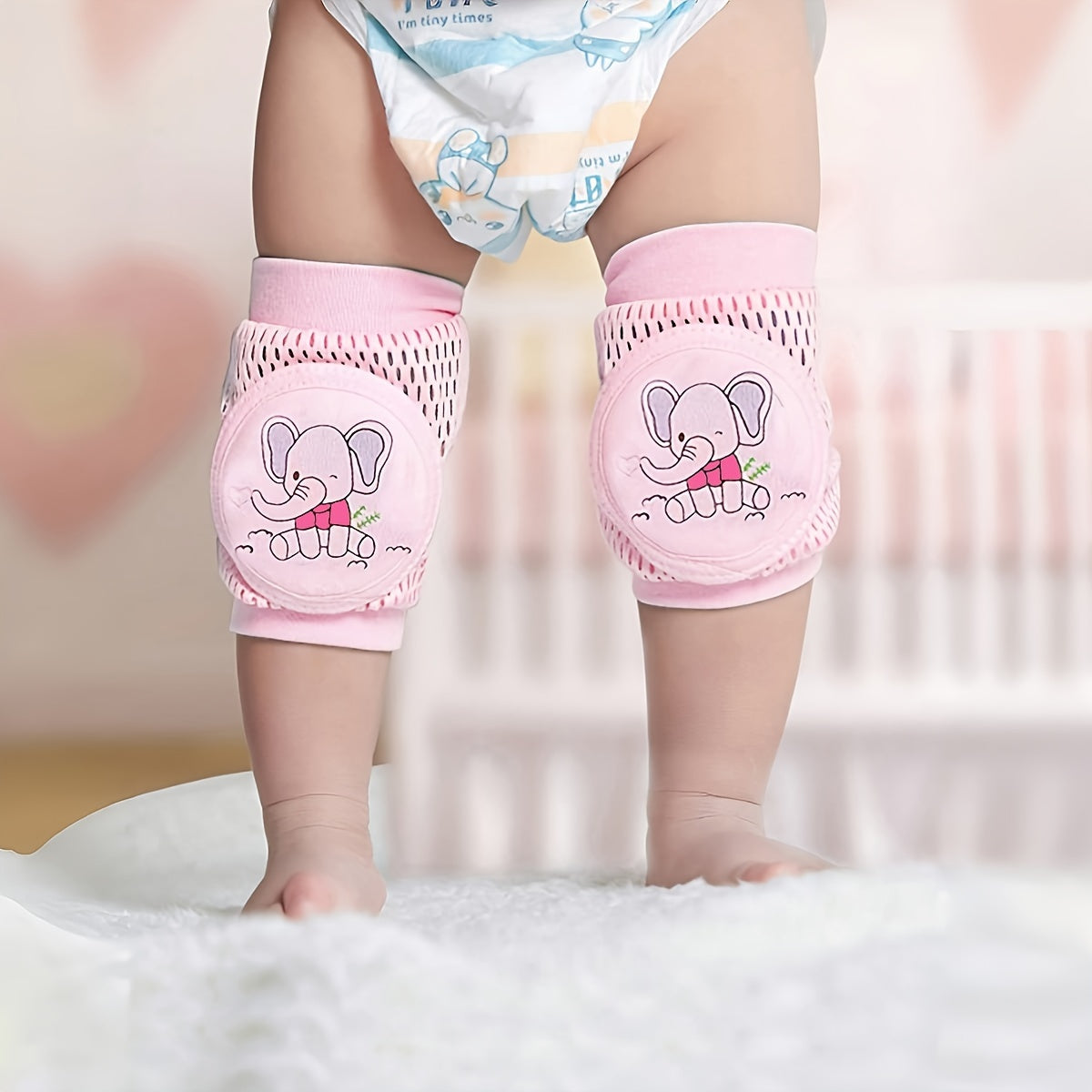 Protectores de rodillas para bebé jirafa para gatear, rosa, algodón, 0+