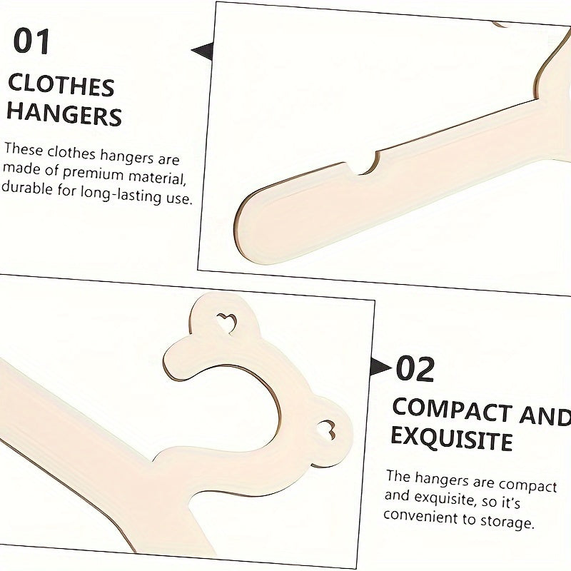 Set of 5 Wooden Children's Clothes Hangers Cartoon Baby Non-Slip Storage Organizers