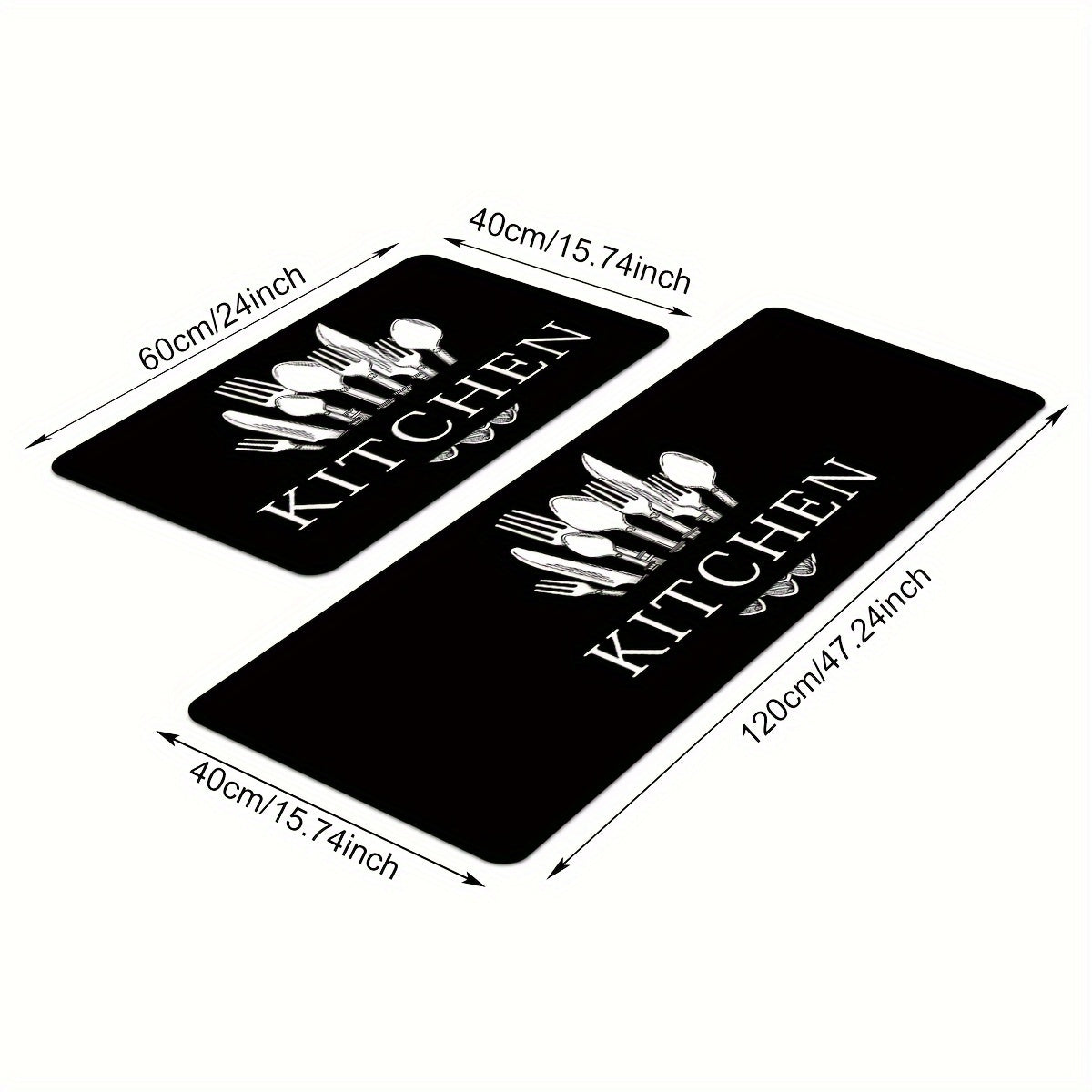 Kitchen Mat Anti-Slip Absorbent Washable Runner Rug for Hallway Laundry 2 Pieces