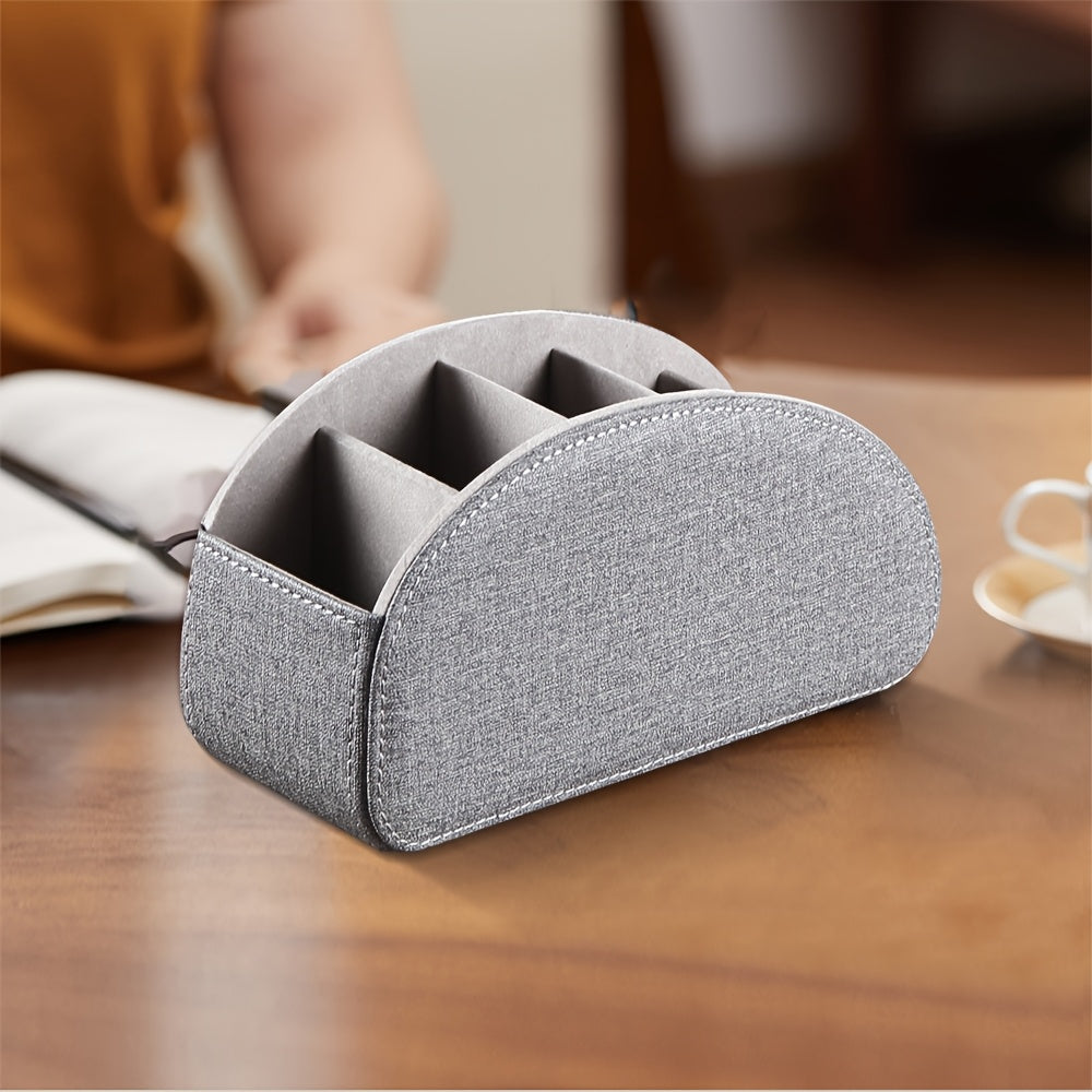 Organizador de control remoto con caja de almacenamiento de 5 compartimentos de cuero PU para hogar, cocina, baño y dormitorio