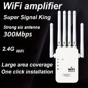 WiFi Extender with 6 Antennas Dual Band 300Mbps Signal Booster Ethernet Ports Easy Installation