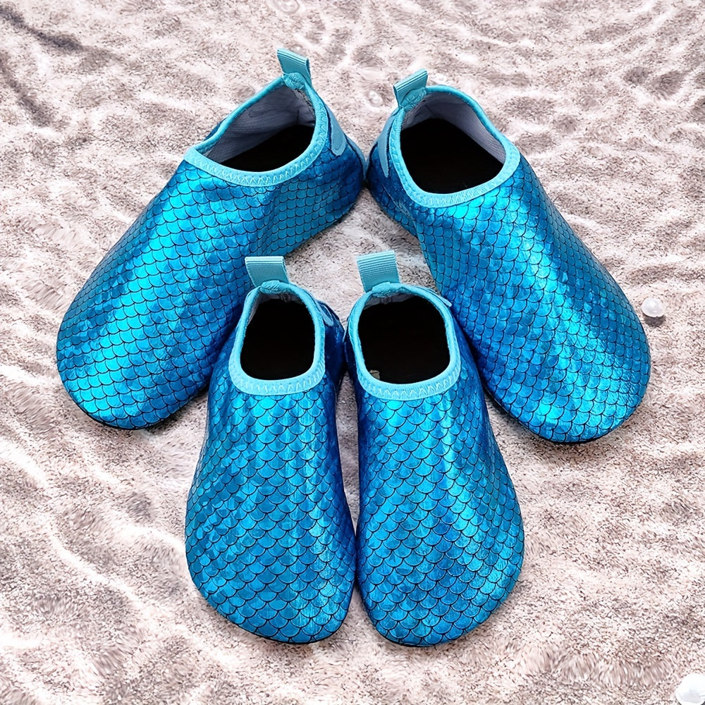 Girls' Mermaid Scale Aqua Socks Slip-On Water Shoes for Beach Pool Outdoor Activities