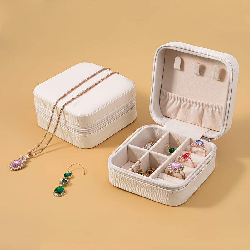 Caja organizadora de joyas de viaje para pendientes, collares y anillos