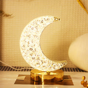 Moon Shape Touch Table Lamp with 3-Color LED Nightstand Light for Bedroom Nursery Office