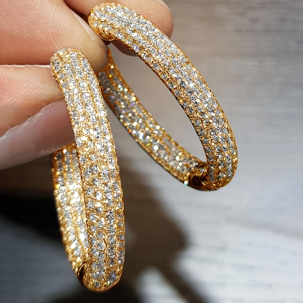 Women's Zirconia Large Hoop Earrings for Weddings Engagements and Parties