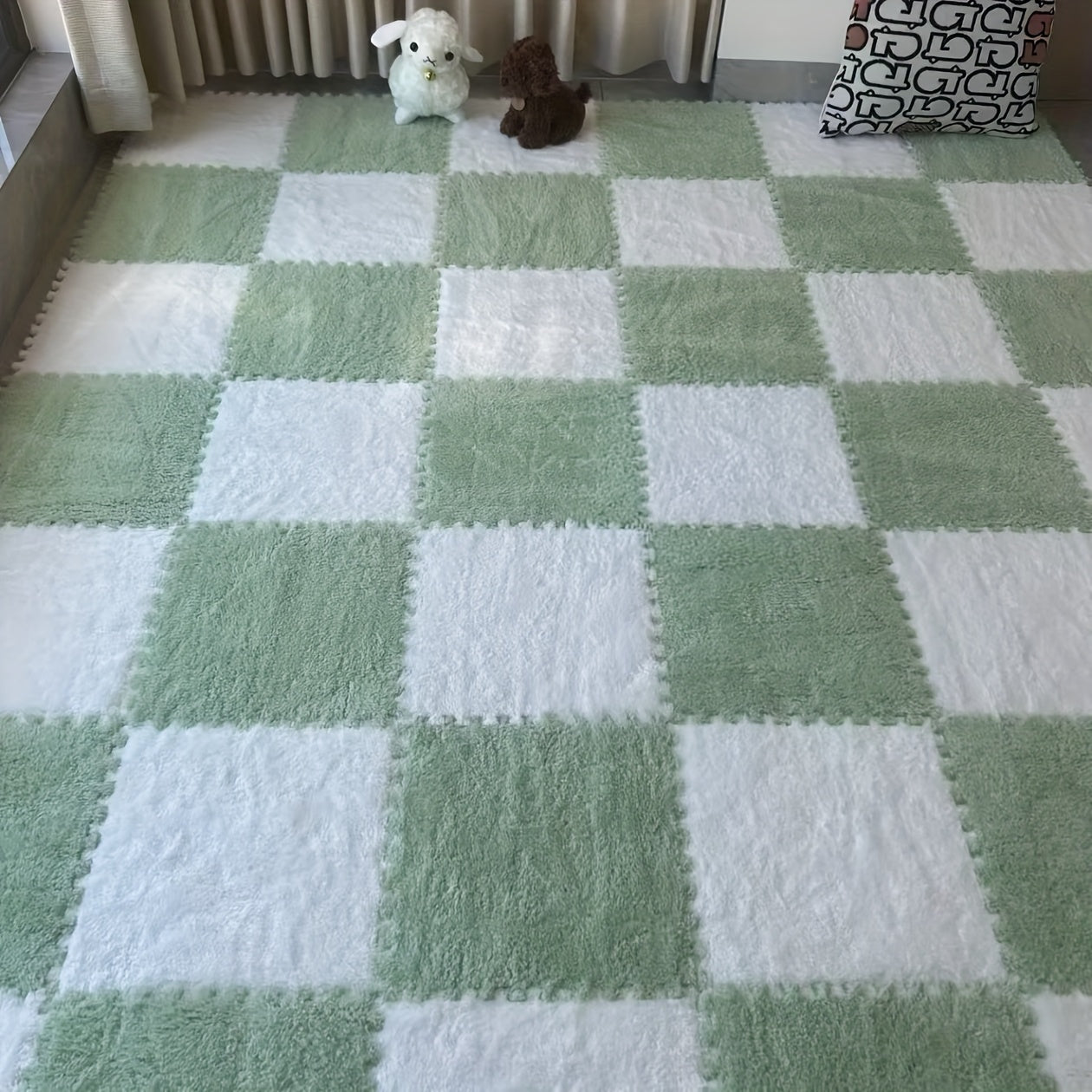 Modern Plush Patchwork Area Rug for Bedroom Living Room Indoor Washable 40 Pieces