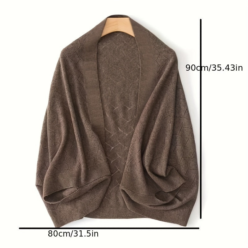 Women's Knit Shawl Scarf Solid Color Batwing Sleeves Chilly Seasons