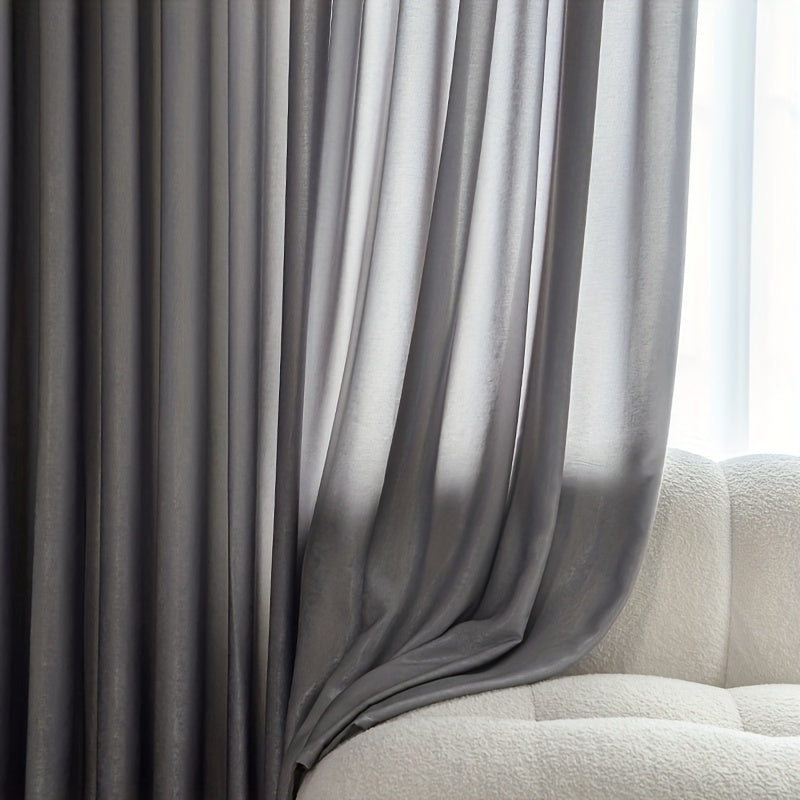 Gray Velvet Curtain for Privacy and Home Decor Semi-Sheer Rod Pocket 1 Piece