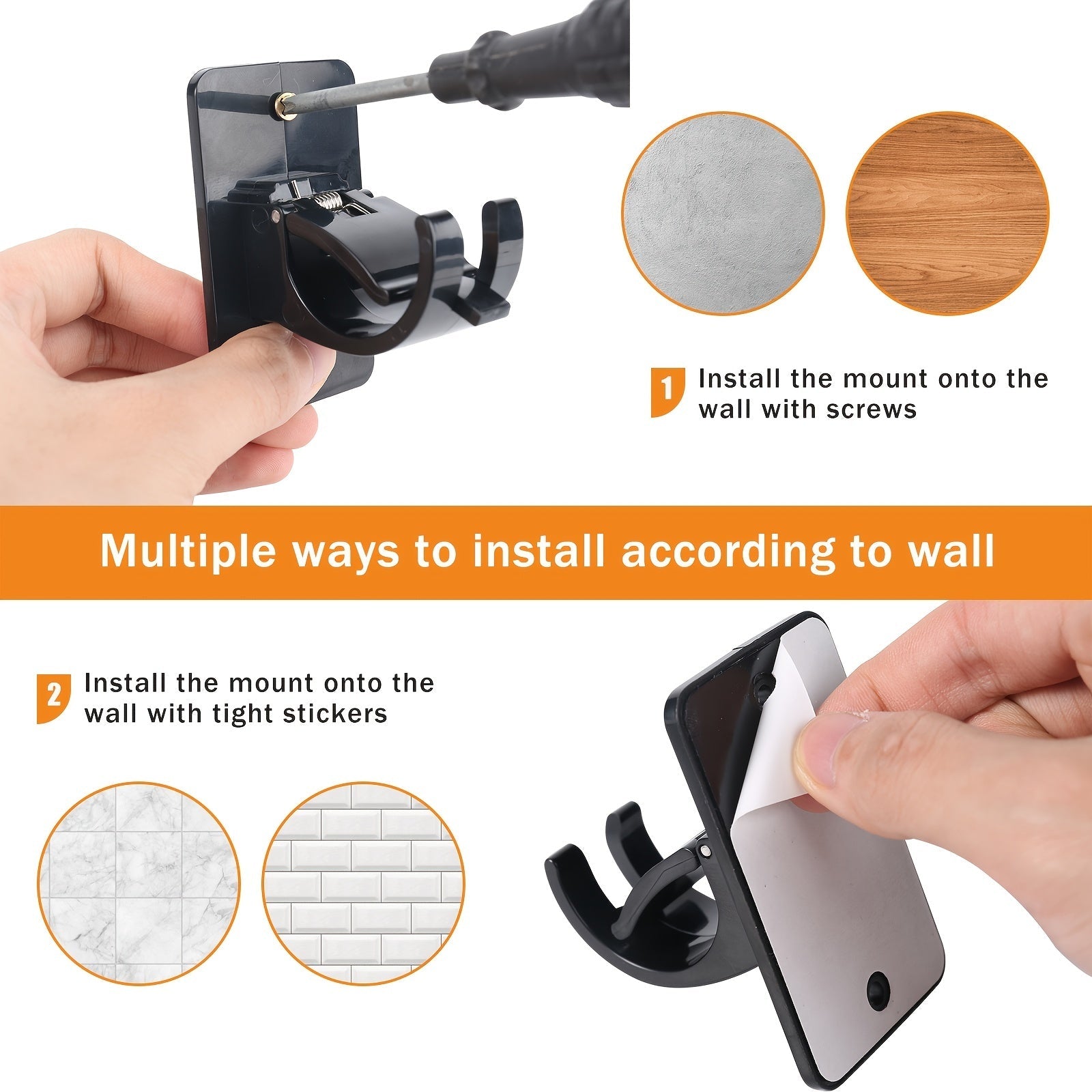 Self-Adhesive Curtain Pole Brackets 40mm Diameter Pack of 4 with Screws