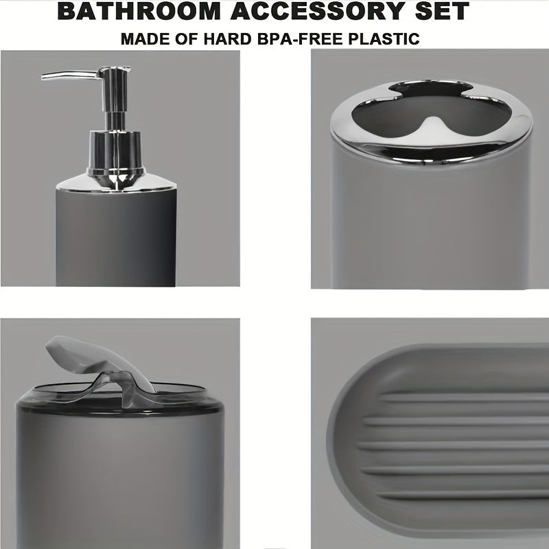 6-Piece Bathroom Accessories Set Grey for Countertop Decor and Gifts