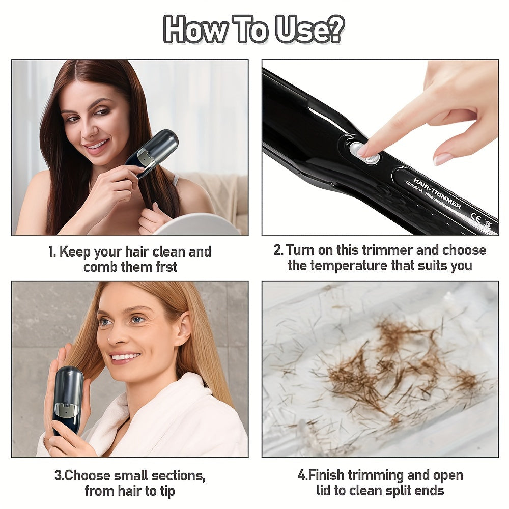 Simsiz soch bo‘linishini kesuvchi, USB bilan qayta zaryadlanadigan, silliq soch parvarishi uchun