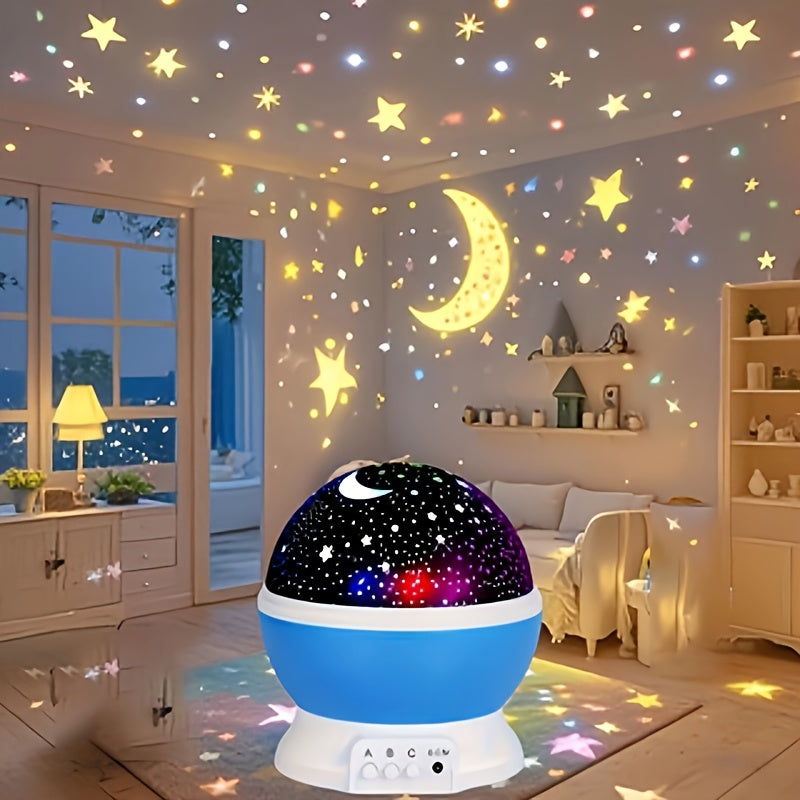 Night Light Projector with Moon and Stars, 360° Rotatable, 9 Color Modes, USB Powered, for Teens and Adults