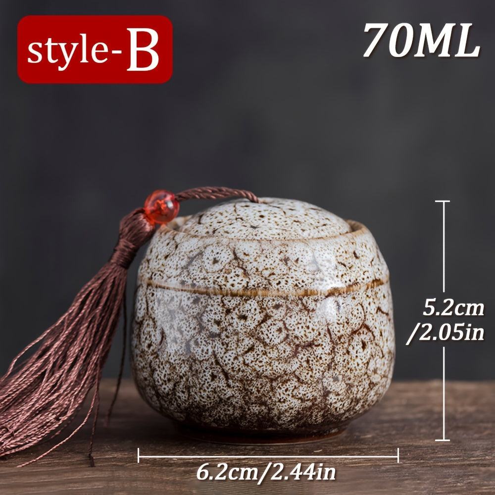 Keramika Mini choy bankasi 70ml portativ oziq-ovqat uchun xavfsiz konteyner, shirinliklar, qahva kukuni uchun