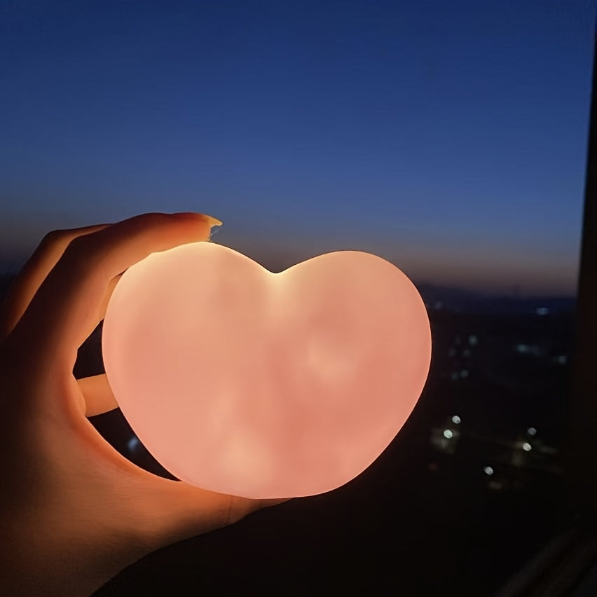 Pink Heart Desk Lamp with Toggle Switch Battery Powered for Bedroom and Decor