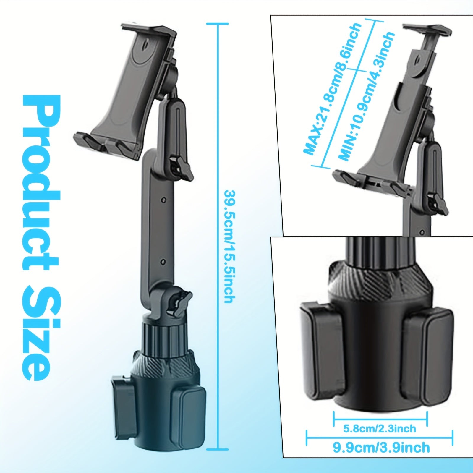 Soporte universal para coche para teléfono y tableta, de alta resistencia, ajustable en el portavasos