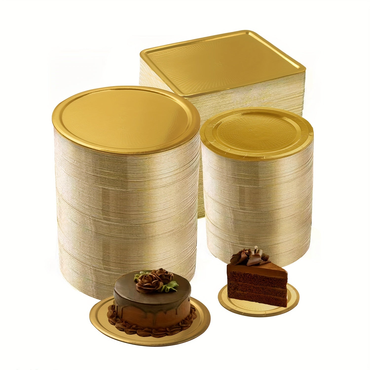 10-Piece Disposable Plate Set with Gold Dots for Parties and Events Round or Rectangle