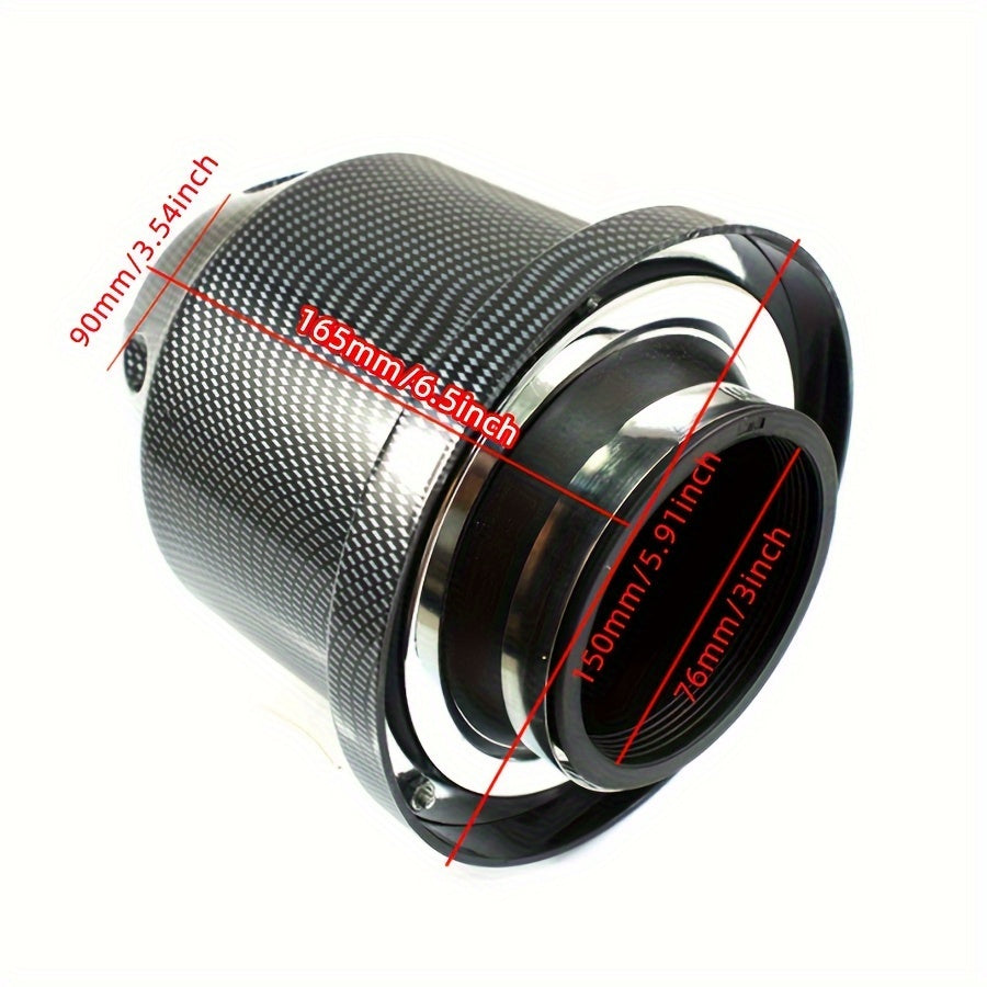 Universal Car Air Intake Filter 3Inch Carbon Fiber Look Cold Air Round
