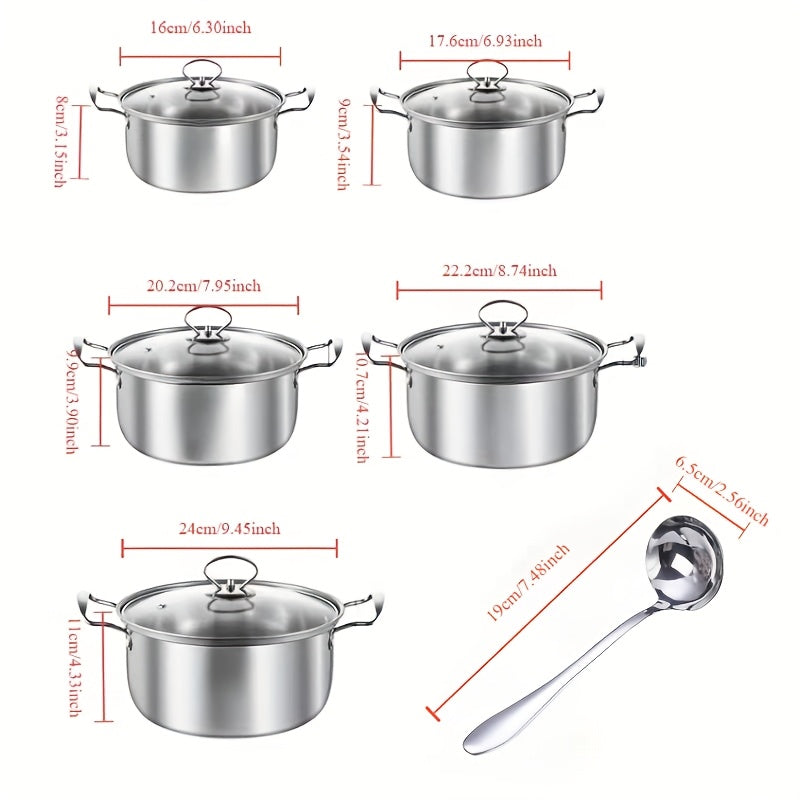 Durable Stainless Steel Soup Pot Set with Golden Soup Spoon for Cooking and Soup