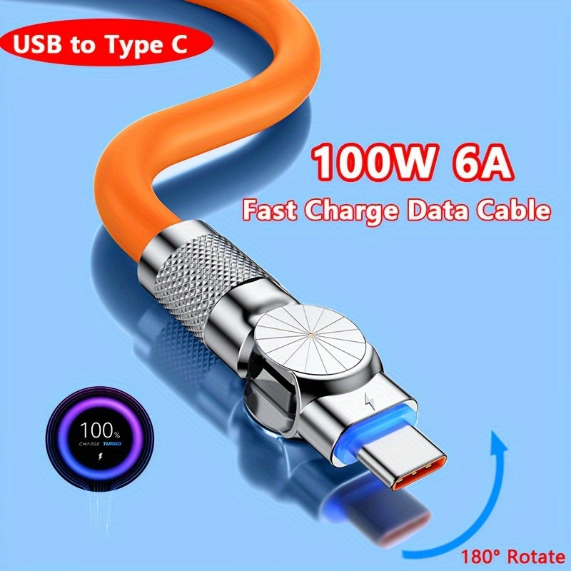 USB-C Fast Charging Cable 100W 6A Durable Liquid Silicone Data Transfer Compatible with Android Phones