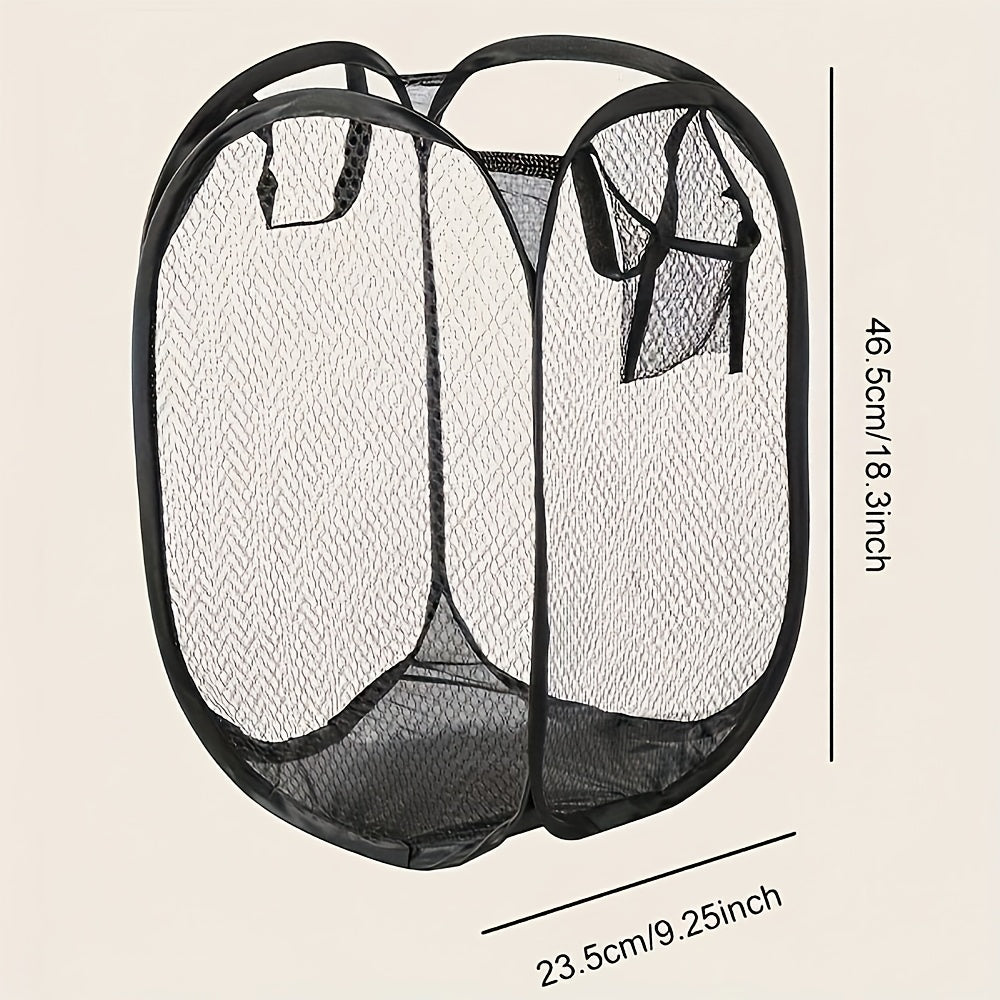 Foldable Mesh Laundry Hamper with Handle High Capacity Polyester Basket for Bathroom Bedroom Dorm