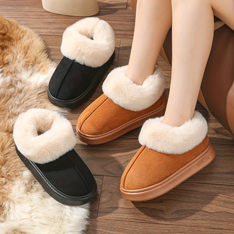 Women's Solid Color Home Shoes Comfortable Non-Slip Warm Indoor Slippers