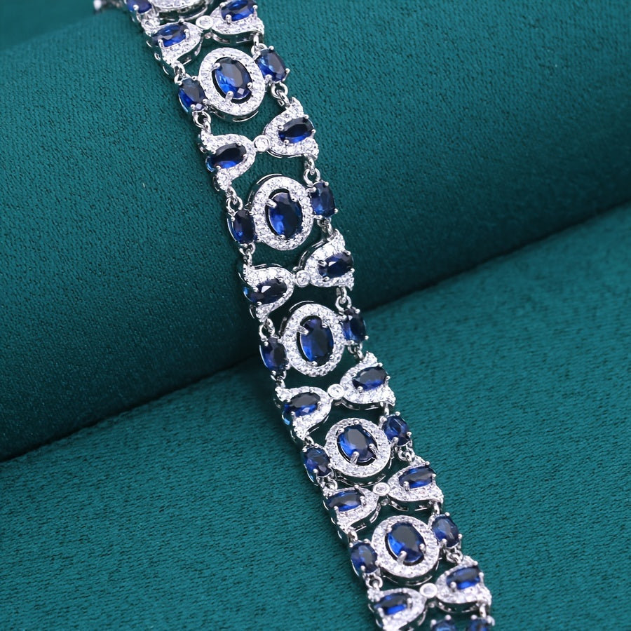 White Gold Plated Copper Bracelet Vintage Zirconia Adjustable Wedding Jewelry