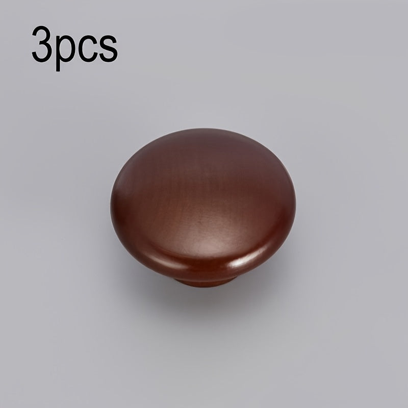 Set of Three Cast Iron Pot Lid Knobs with Solid Wood Handles for Glass and Metal Cookware