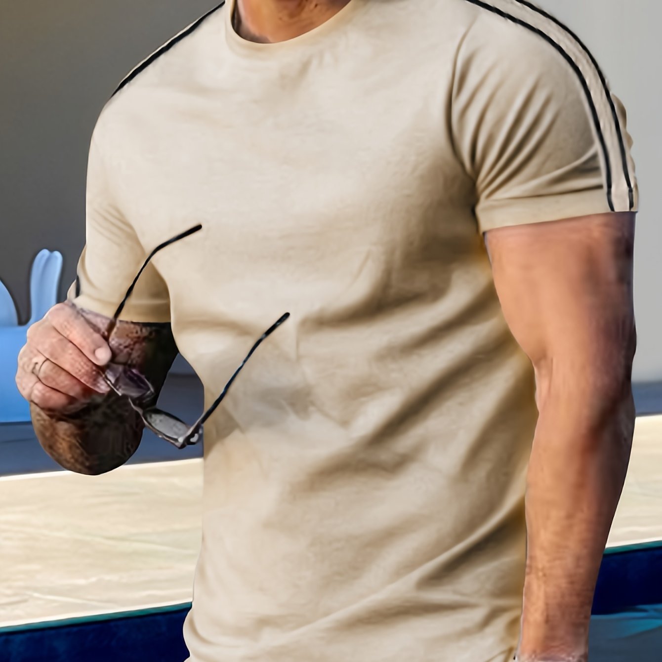 Men's Breathable Quick-Dry Summer T-Shirt Crew Neck Solid Polyester Casual Outdoor