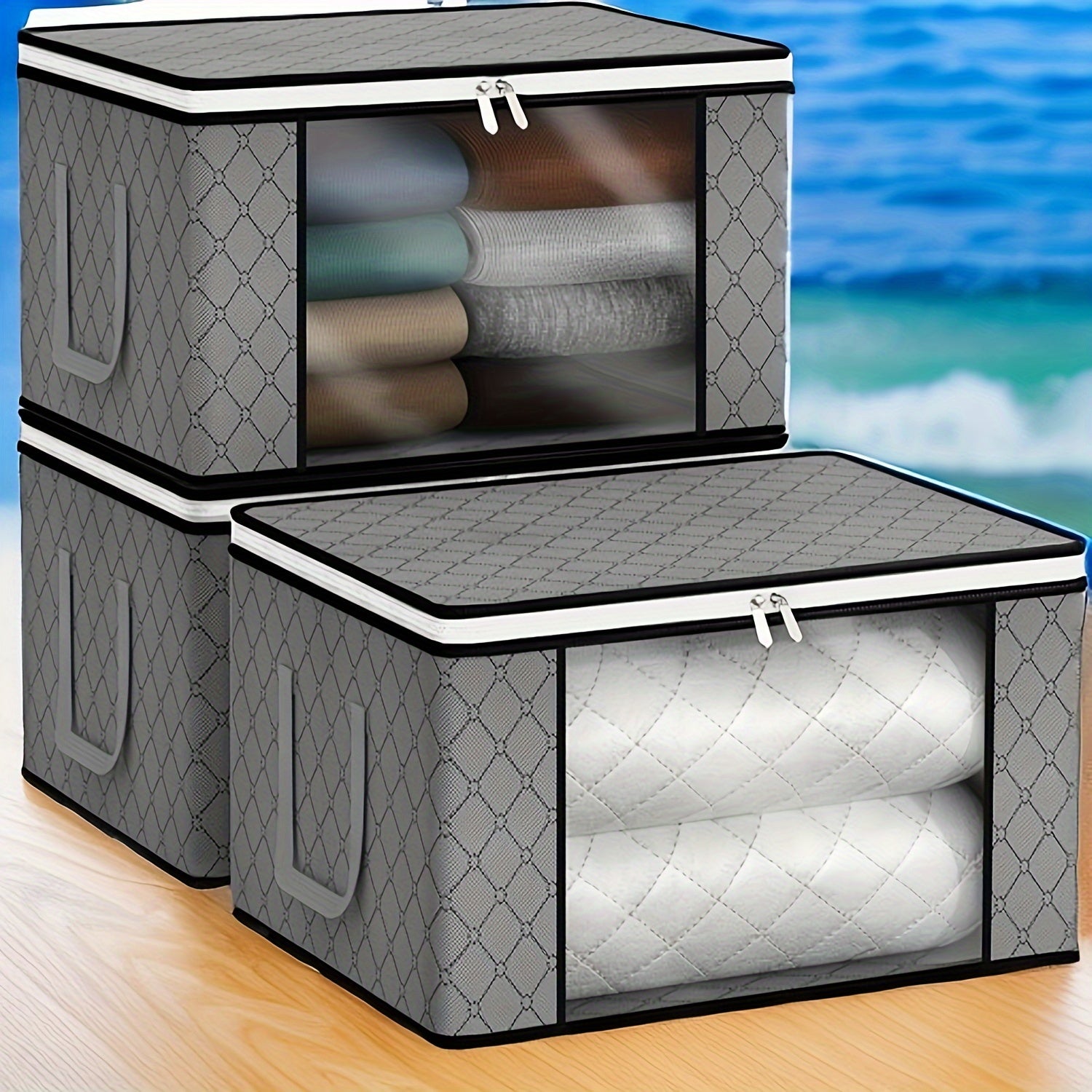 Grandes cajas de almacenamiento de tela plegables para organizar espacios 3/6 Set