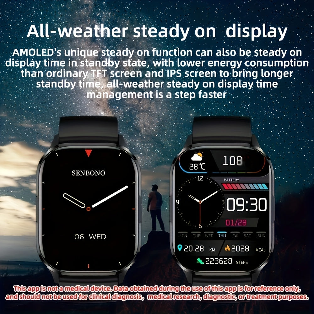 Smart Watch 2.01 Inch AMOLED HD Display Wireless Calling Fitness Tracker with Multiple Sport Modes