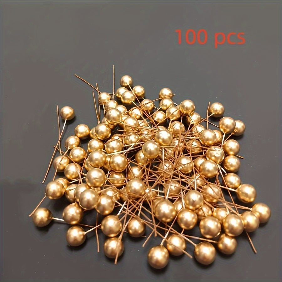 100 Pieces Gold and Silver Fruit Ornaments for Holiday Cake Decorations
