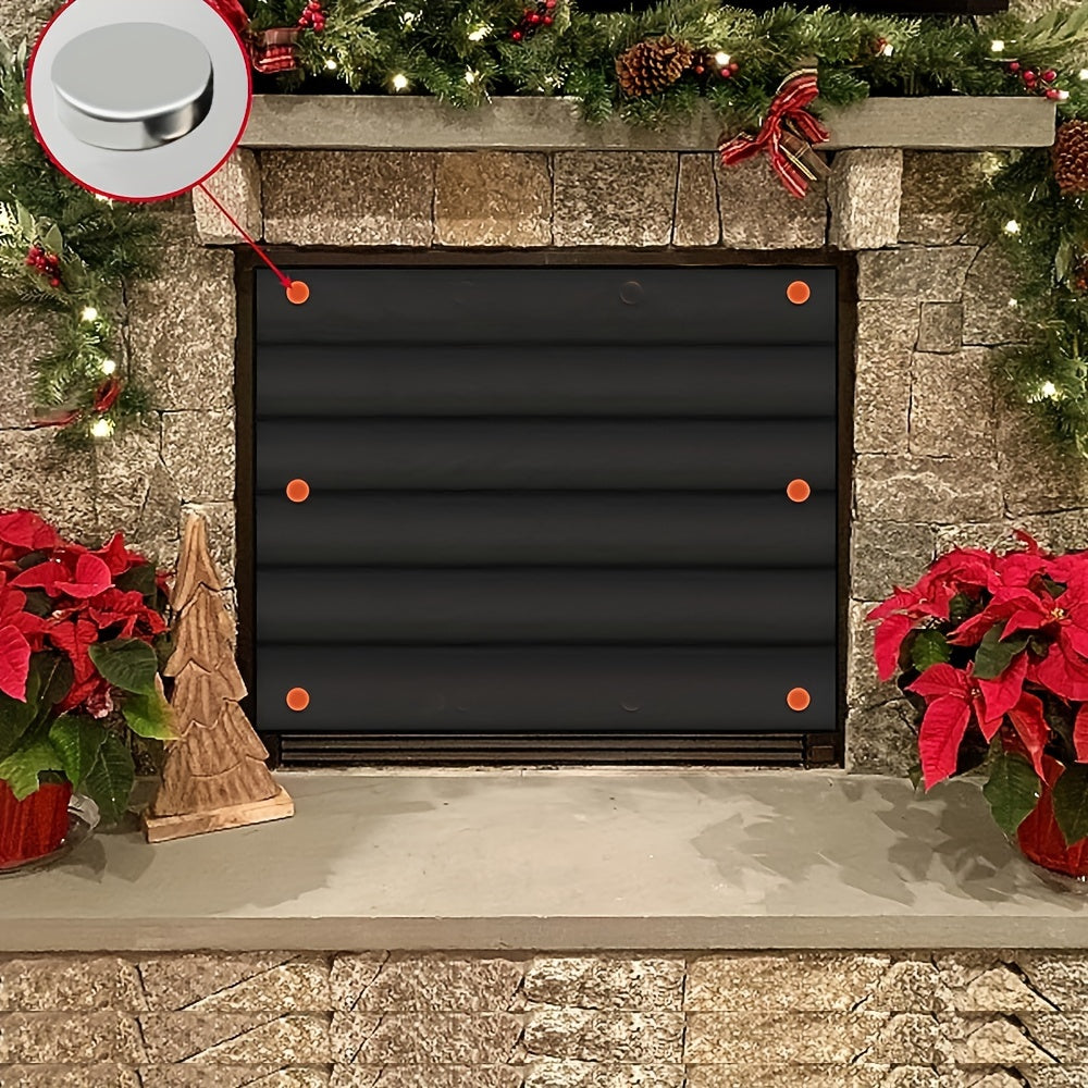 Magnetic Fireplace Blanket Black Indoor Cover Draft Stopper Insulation Odor Control