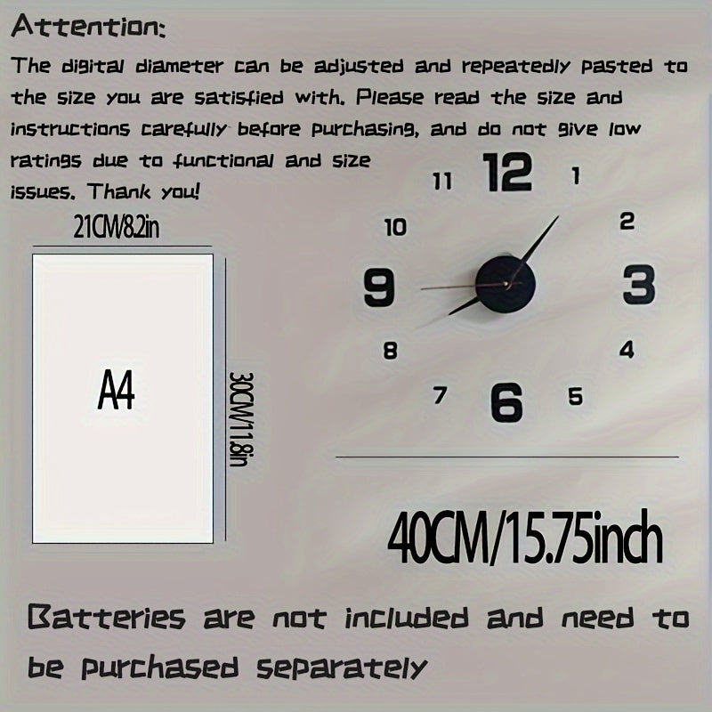 Large 3D LED Wall Clock Silent Night Light Acrylic Battery Powered for Living Room Bedroom