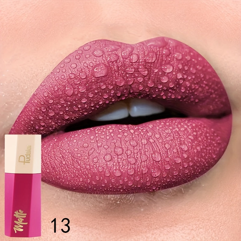 Tinte de labios mate y resistente al agua para mujer, con acabado en terciopelo y tono nude de larga duración