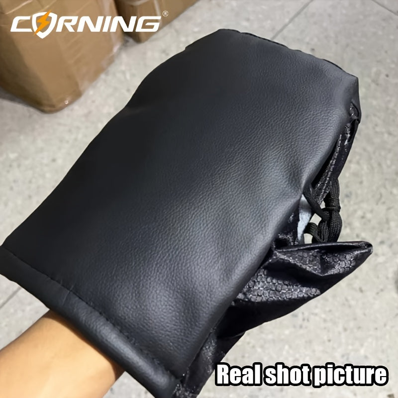 Motorcycle Handlebar Gloves PU Leather Thermal Winter Hand Covers for Scooters and Bikes